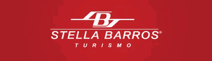 a red background with the stella barros turismo logo