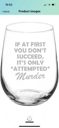 a wine glass with the words if at first you don 't succeed it 's only attempted murder written on it