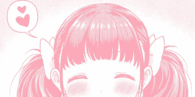 a drawing of a girl with pink hair and pigtails