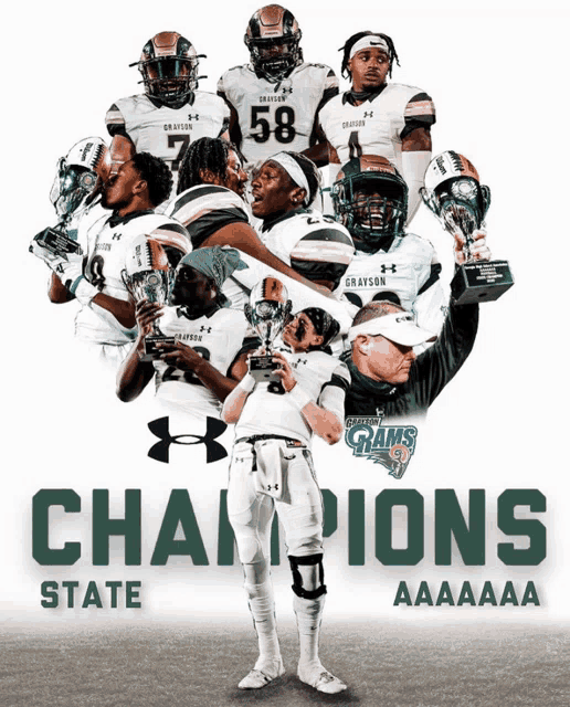 a poster for the grayson state football team celebrating their championship