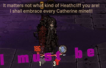 a video game screen says it matters not what kind of heathcliff you are i shall embrace every catherine mine