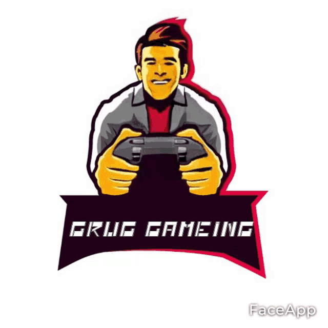 a logo for brug gaming with a man holding a controller