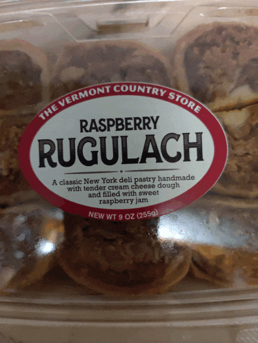 the vermont country store raspberry rugulach is a classic new york deli pastry handmade with tender cream cheese dough