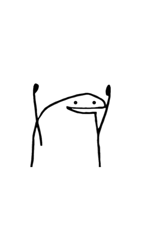 a black and white drawing of a stick figure with a smile on its face .