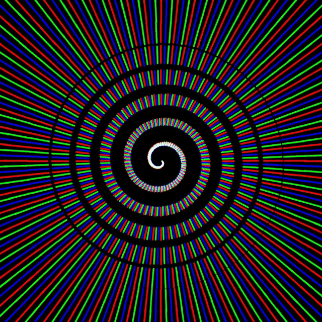 a colorful optical illusion with a spiral in the middle of it