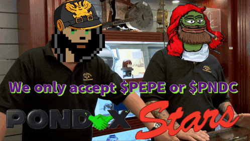 a poster that says we only accept $ pepe or $pndc