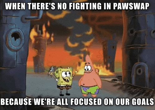 spongebob and patrick are standing in front of a burning building with a caption that says when there 's no fighting