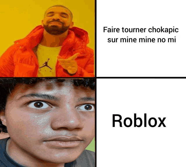 a picture of drake and a picture of a man with the word roblox on it