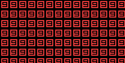 a repeating pattern of red squares on a black background .