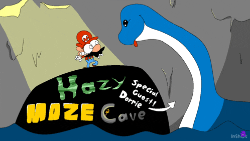 a cartoon drawing of a maze cave with special guest dorrie