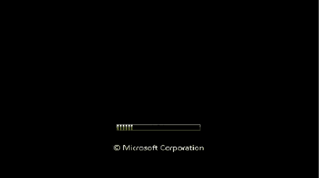 a black background with a loading bar that says microsoft corporation on it .