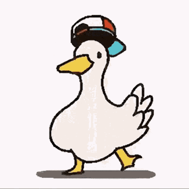 a cartoon of a duck wearing a mask and a hat .