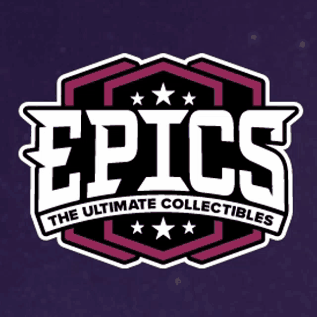 a logo for epics the ultimate collectibles with a purple background