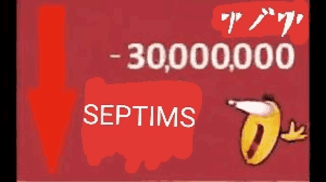 a red background with a cartoon fox and the words septims on it