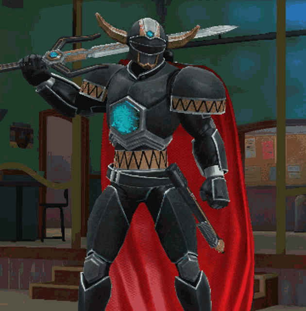 a cartoon knight with a sword and a cape that says www