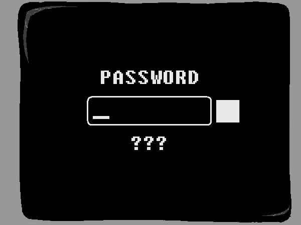 a black screen with the words password and a x