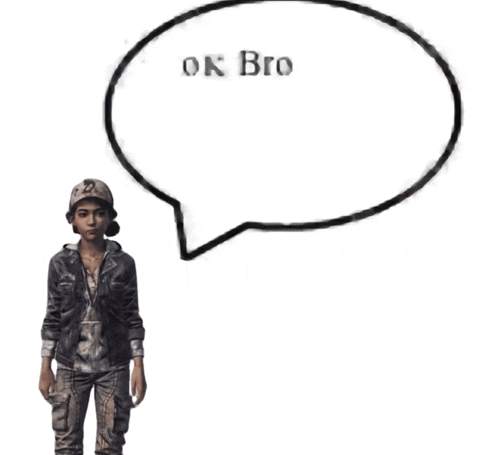 a person with a speech bubble that says ok bro on it