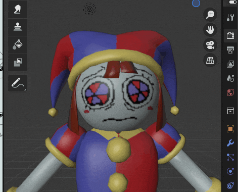 a 3d model of a cartoon character with a jester hat