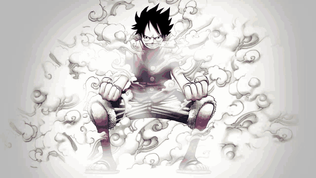 monkey d luffy from one piece is surrounded by smoke