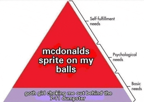 a pyramid with the words `` mcdonald 's sprite on my balls '' written on it .