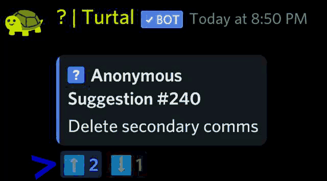 a screenshot of a chat between turtal and anonymous suggesting to delete secondary comms