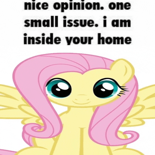 a picture of a pony with the words nice opinion one small issue i am inside your home below it