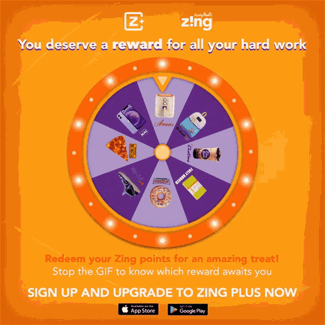 an advertisement for an app called zing that says you deserve a reward