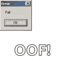 a row of windows with the words error fail oof written on them