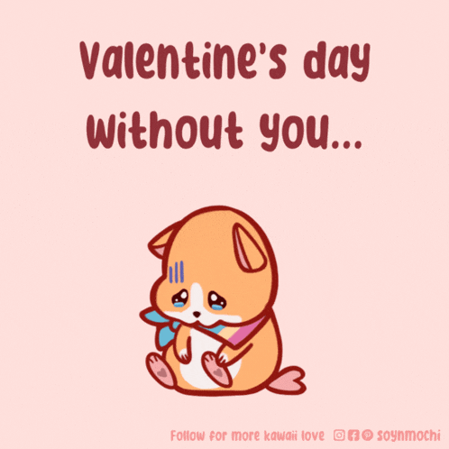 a valentine 's day card with a sad hamster