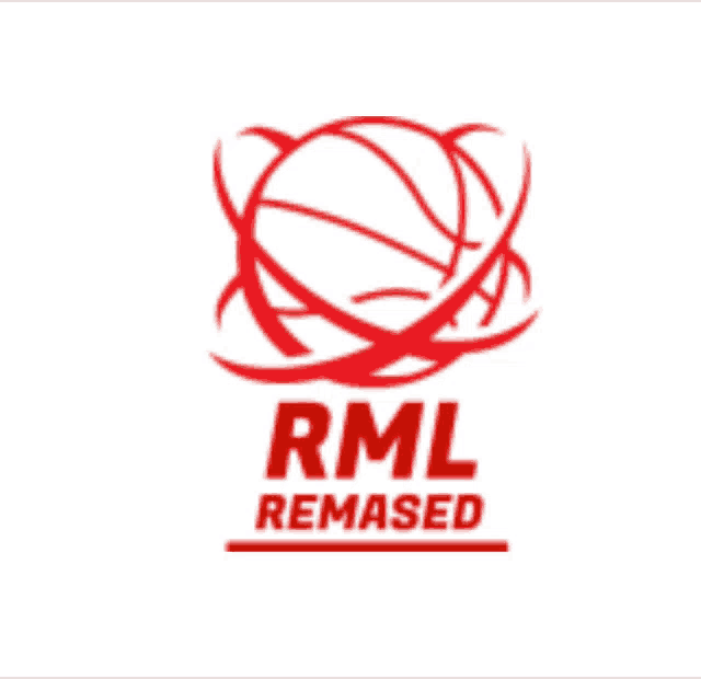 a red logo for rml remased with a basketball