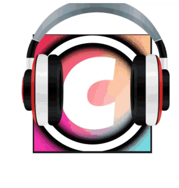 a pair of headphones with the letter c on a colorful background