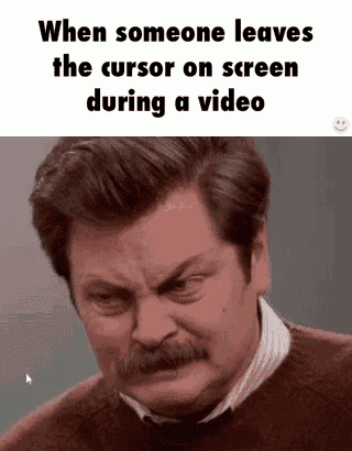 a man with a mustache is making a funny face while someone leaves the cursor on screen during a video