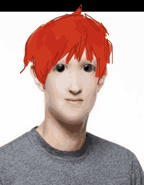 a drawing of a man with red hair