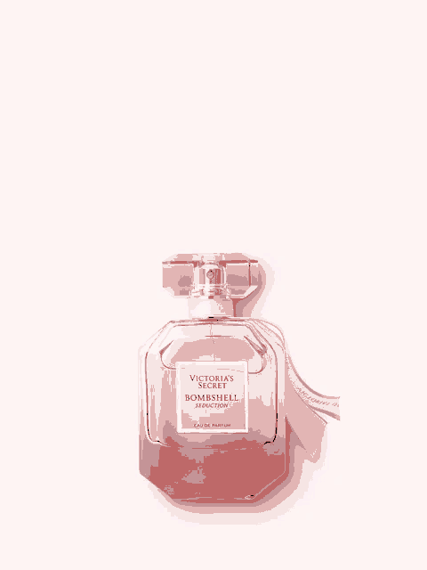 a bottle of victoria 's secret bombshell eau de parfum on a pink background