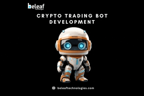 a robot with the words crypto trading bot development on it