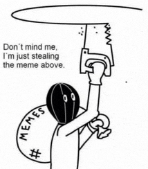 a cartoon of a person holding a saw and a bag of memes