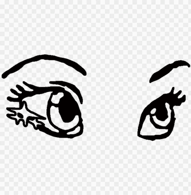 a black and white drawing of a pair of eyes