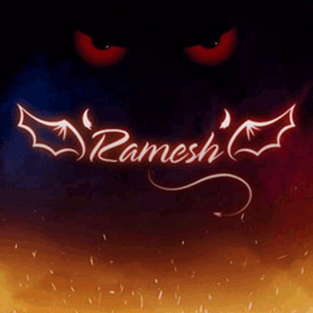 a dark background with the name ramesh written on it