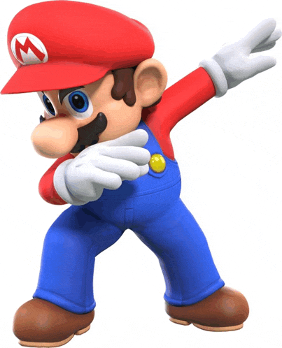 a cartoon character named mario wearing a red hat and overalls