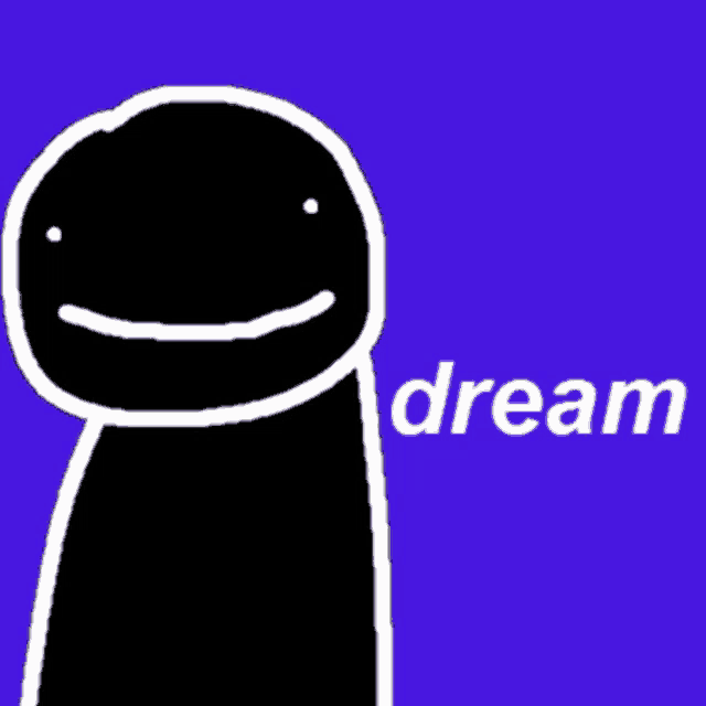 a black and white drawing of a person with a smile and the word dream written below it