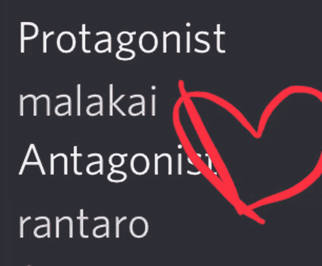 the word protagonist is next to a heart