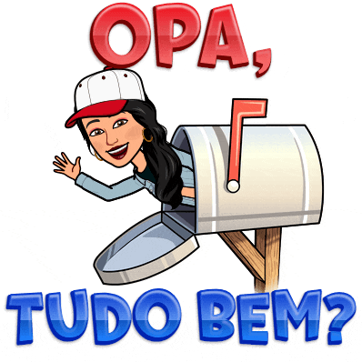 a cartoon of a woman peeking out of a mailbox with the words " opa tudo bem " below her