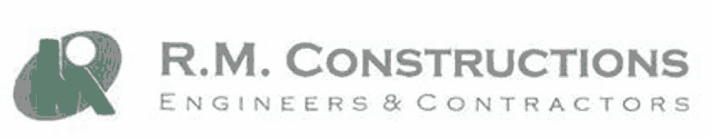 a logo for r.m. constructions engineers and contractors .