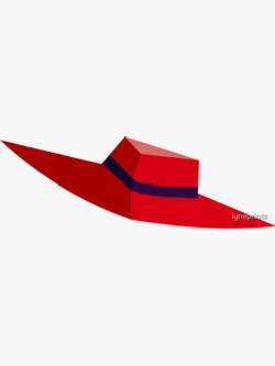 an illustration of a red hat with a blue ribbon on a white background