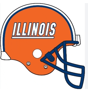 an orange football helmet with the word illinois written on it