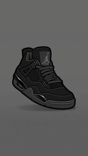 a drawing of a black jordan shoe on a grey background