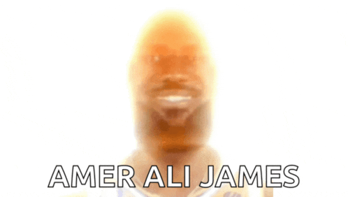 a blurred image of a man with the name amer ali james