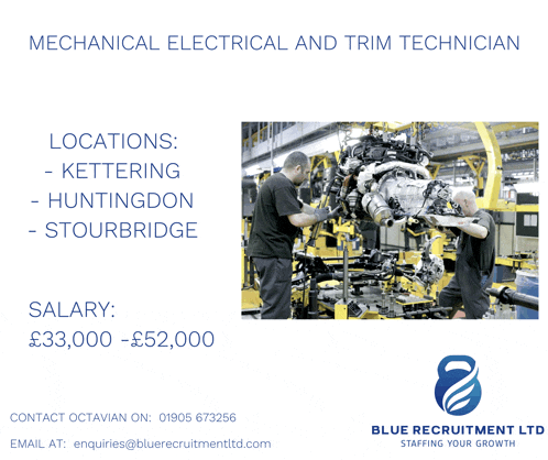 an advertisement for mechanical electrical and trim technician jobs