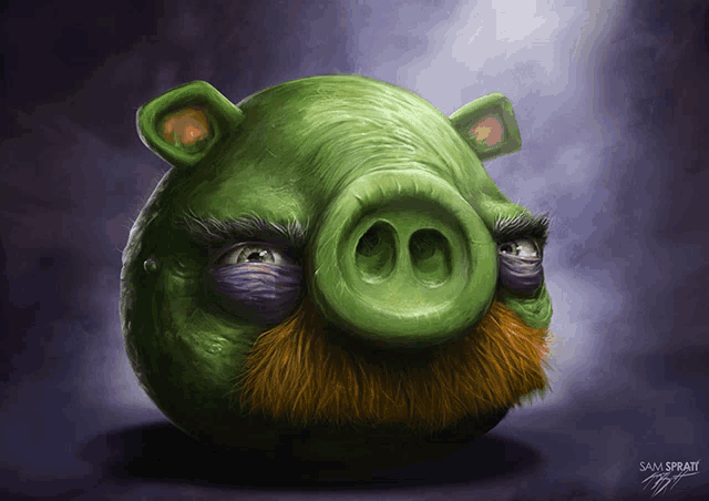 a painting of a pig with a beard by sam sprutt