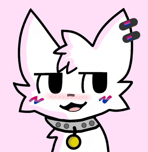 a drawing of a white cat wearing a collar and a necklace .